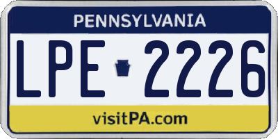 PA license plate LPE2226