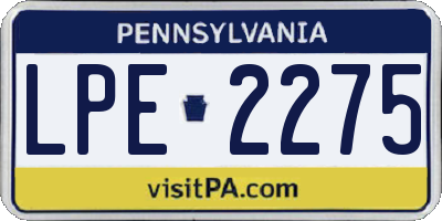 PA license plate LPE2275