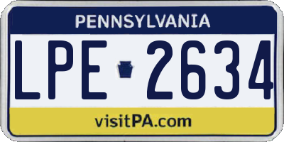 PA license plate LPE2634