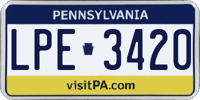 PA license plate LPE3420