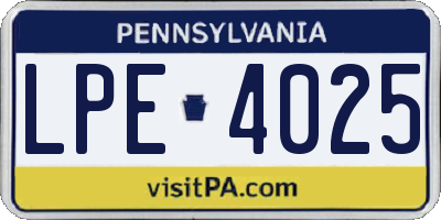 PA license plate LPE4025