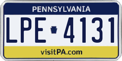 PA license plate LPE4131