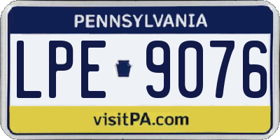 PA license plate LPE9076