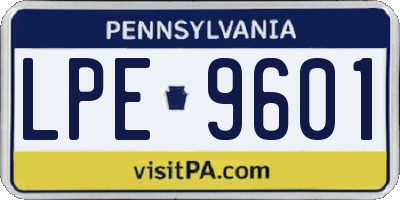 PA license plate LPE9601