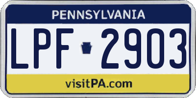 PA license plate LPF2903