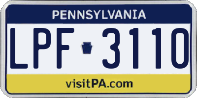 PA license plate LPF3110