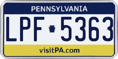 PA license plate LPF5363