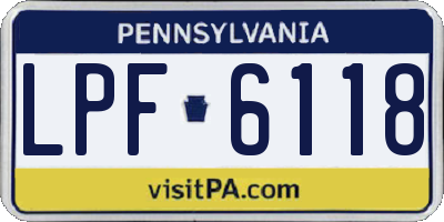 PA license plate LPF6118