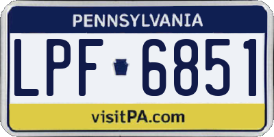 PA license plate LPF6851