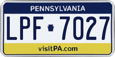 PA license plate LPF7027