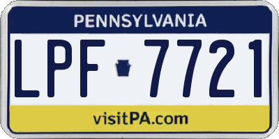 PA license plate LPF7721