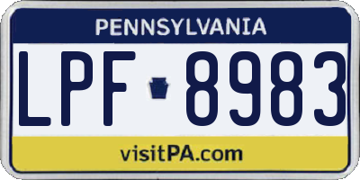 PA license plate LPF8983