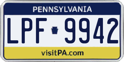 PA license plate LPF9942