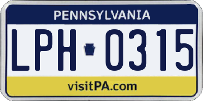 PA license plate LPH0315