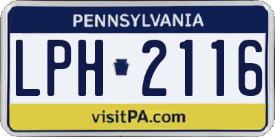 PA license plate LPH2116
