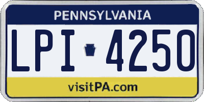 PA license plate LPI4250