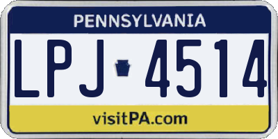 PA license plate LPJ4514