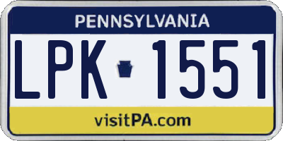 PA license plate LPK1551
