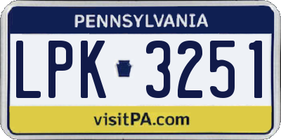 PA license plate LPK3251