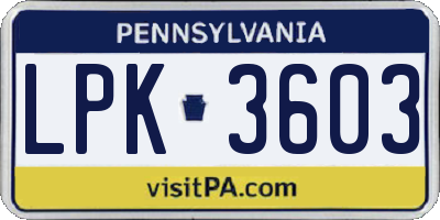 PA license plate LPK3603