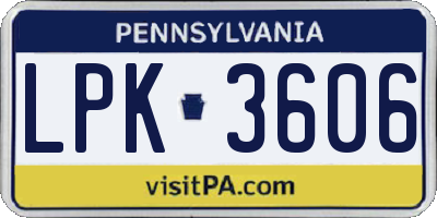 PA license plate LPK3606