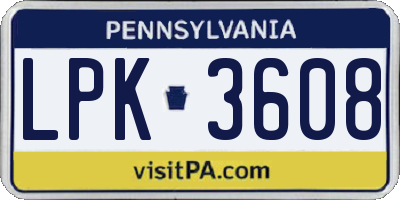PA license plate LPK3608