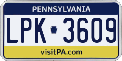 PA license plate LPK3609