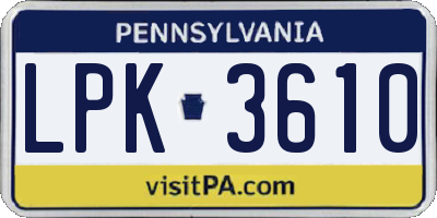 PA license plate LPK3610