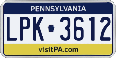 PA license plate LPK3612
