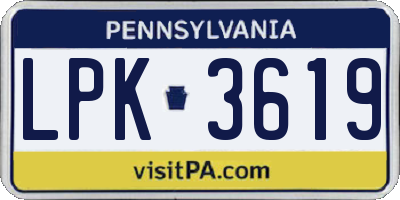 PA license plate LPK3619