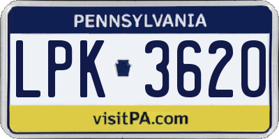 PA license plate LPK3620