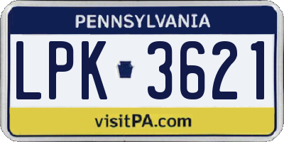 PA license plate LPK3621