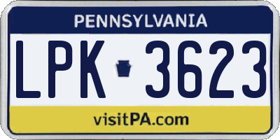 PA license plate LPK3623