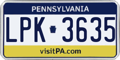 PA license plate LPK3635