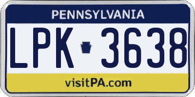 PA license plate LPK3638