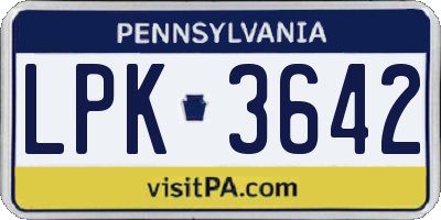 PA license plate LPK3642