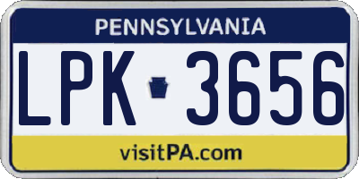 PA license plate LPK3656