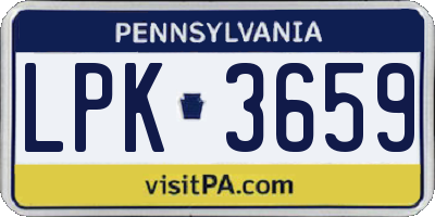 PA license plate LPK3659