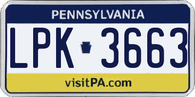 PA license plate LPK3663