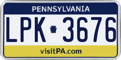 PA license plate LPK3676