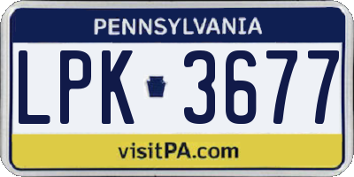PA license plate LPK3677