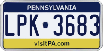PA license plate LPK3683