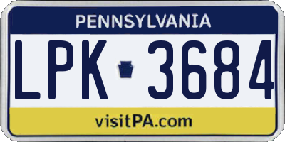 PA license plate LPK3684