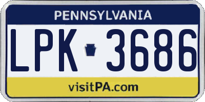 PA license plate LPK3686