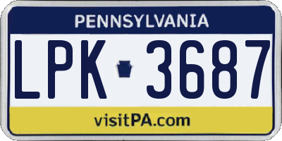 PA license plate LPK3687