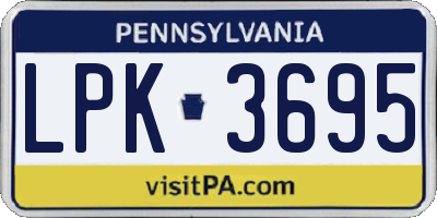 PA license plate LPK3695