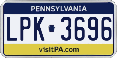 PA license plate LPK3696