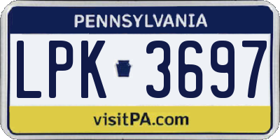 PA license plate LPK3697