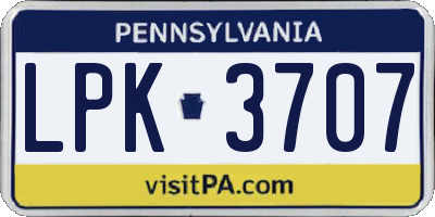 PA license plate LPK3707
