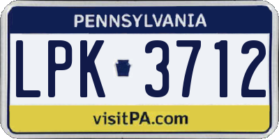 PA license plate LPK3712